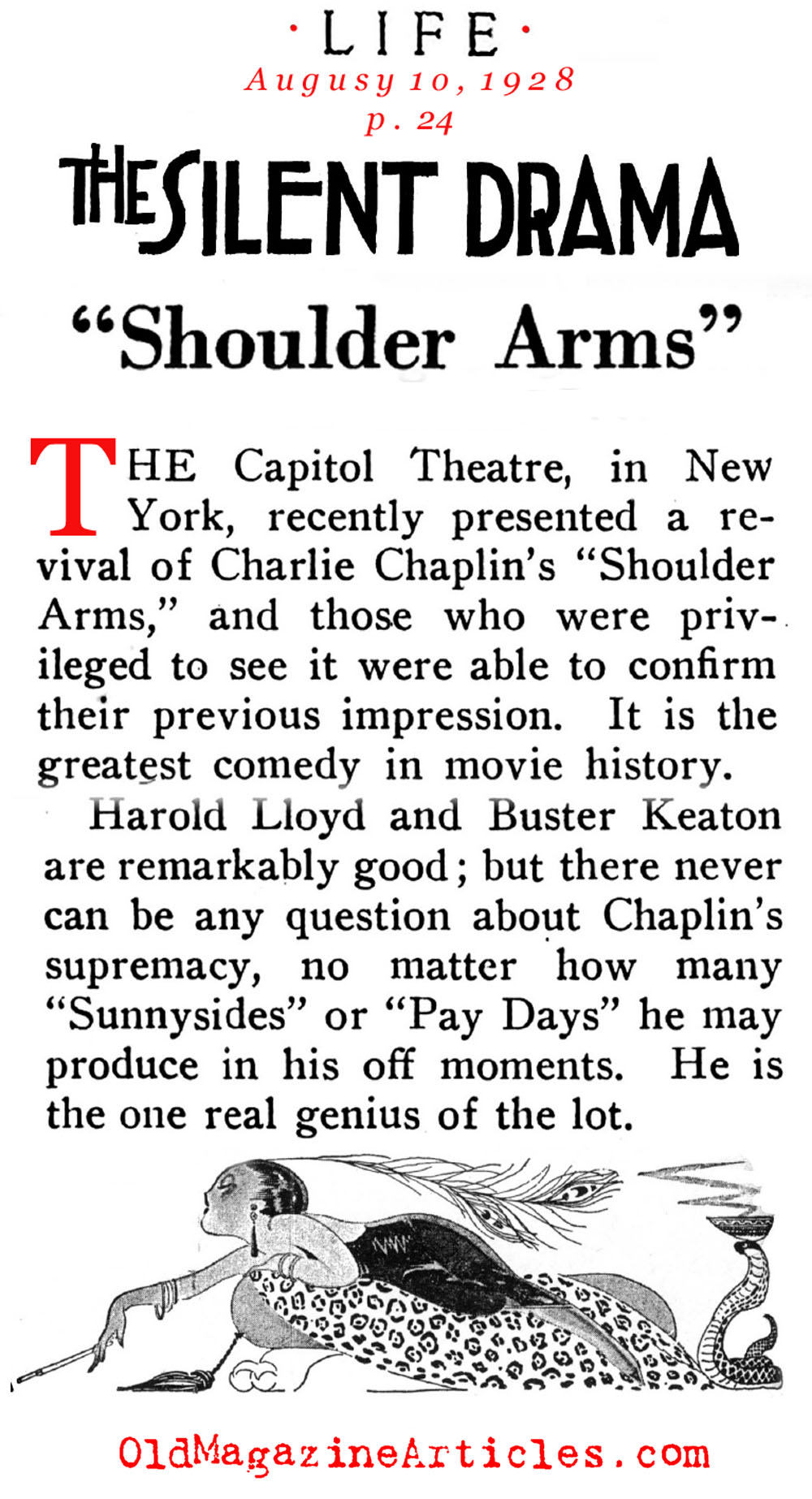 A Review of Shoulder Arms (Life Magazine, 1922)